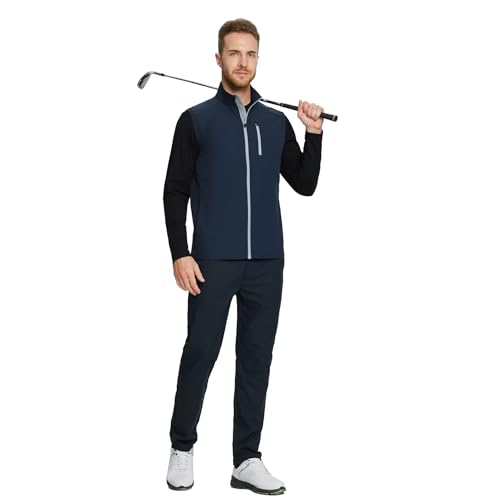 Image of M MAELREG Mens Vests Outerwear Windproof Lightweight Softshell Vests Zip Pockets Sports Sleeveless Jacket Golf Vests for Men