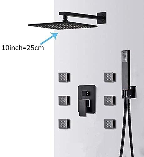 Robinet de douche à LED noire avec colonne de douche massante jet spa