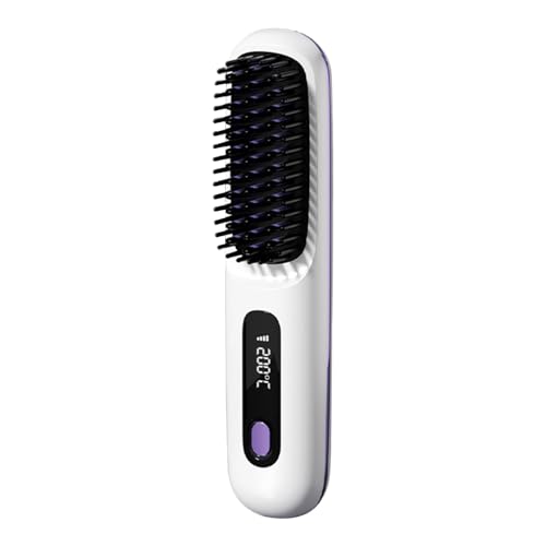 Imagen de Cepillo Térmico Para Cabello Alisador Eléctrico de 3 Modos Ajustable Sin Cable Pantalla Tactil Para Casa Viaje Mujer Rizado Volumen Desenredante