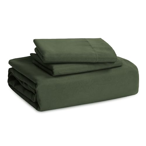 Image of Bedsure Olive Green Duvet Cover Queen Size Only - Prewashed Cotton-Like Polyester Extra Soft All Season Bedding, Includes 1 Duvet Cover 90x90 Inches with Zipper Closure, Comforter Not Included