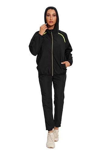 Women’s Rain Suit Waterproof Hiking Pants Windproof Rain Jacket Raincoat with Hook Pocket2