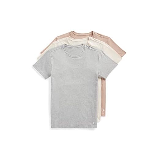 POLO Camiseta masculina RALPH LAUREN slim fit stretch, Urze de aveia/branco, mesclado de areia/branco, urze andover/branco - pacote com 3, GG