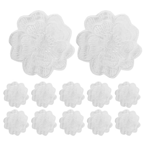 Kichvoe Parches Bordados de Organza de Color Claro para Ropa, 12 Piezas, Diseño Floral Elegante, Fácil de Usar para Reparar Pantalones y Manualidades