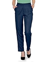PATRORNA Womens Plus Size Straight Fit Formal Trousers (PT8A04_Dark Blue_5XL)