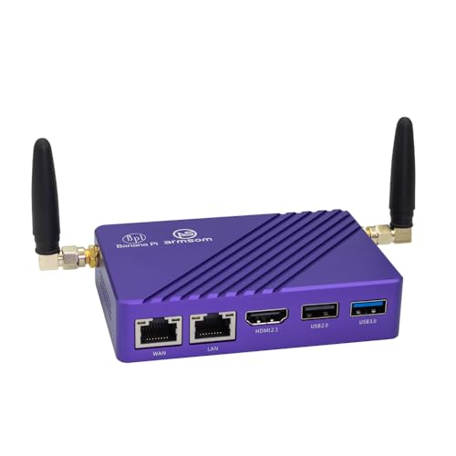 Gabinete metálico morado WayPonDEV para Banana Pi BPI-M5 Pro LPDDR4x, caja de metal para placa de desarrollo BPI-M5 Pro Rockchip RK3567 SBC con disipador de calor miniatura 1