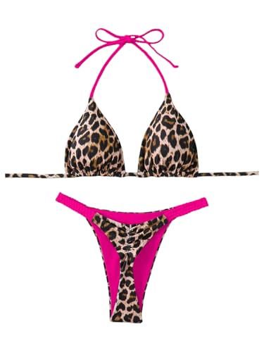 Maillot de bain 2 pièces guépard Floerns pour rayonner au bord de la piscine en string taille haute