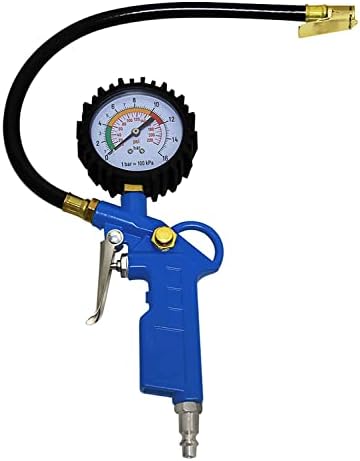 OKSTENCK Auto Tire Inflator with Pressure Gauge 220 PSI Dial Wheel Inflator Gage Compressor Accessories Heavy Duty with Rubber Hose and Quick Connect Plug for RV Car Motorcycle for Men