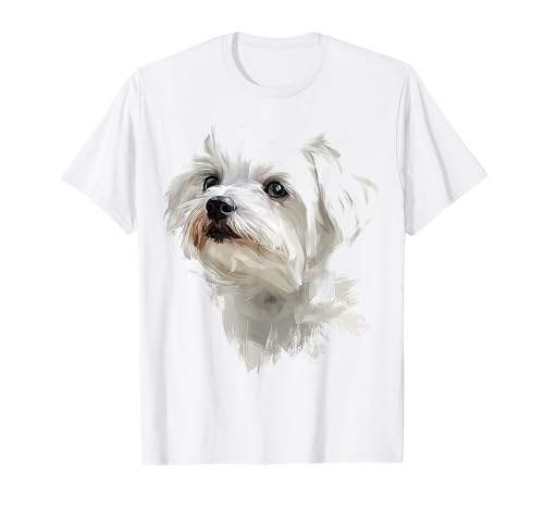 Malteser Hund Motiv Haustier Illustration Malteser T-Shirt