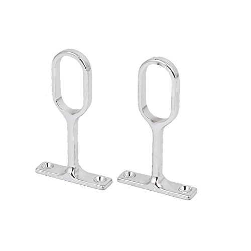 Aexit Wardrobe Top Weatherproofing Mounted Oval Pipe Clothes Lever Support Bracket Silver Window Insulation Kits Tone 2pcs