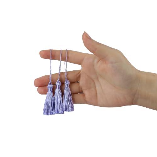 Image of 48Pcs Mini Bookmark Tassels Handmade Keychain Silky Tassel | (Purple)3.75inch Tassel, Silky Floss Craft Tassel for Jewelry Making,Tags,DIY Accessory
