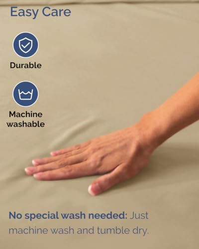 Image of Extra Deep Flex Top Split Head King Fitted Sheet - Hotel Luxury Single Fitted Sheet Only - Easily Fits 18 inch to 24 inch Mattress - Ultra Soft, Wrinkle Free w /Extra Deep Pockets - Beige
