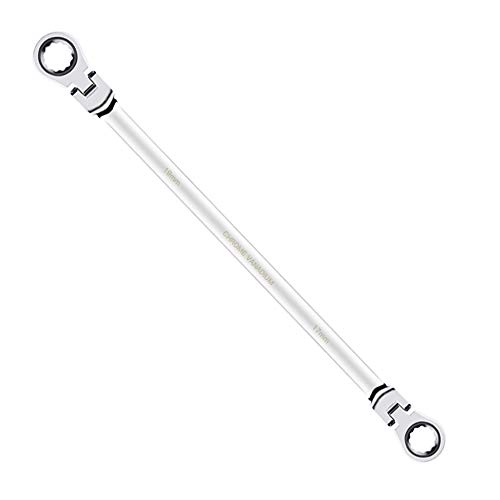 Image of BULLTOOLS Flex-Head Extra Long Ratcheting Wrenches Double Box End Chrome Vanadium Steel 72-Tooth Wrench with Metric 17 mm x 19 mm