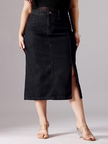 Image of Miss Chase A+ Women's Regular High Rise Above Knee Stretchable Denim Shorts & Skirts