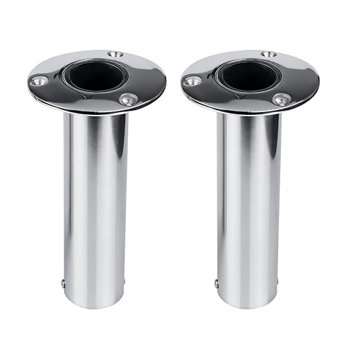 Pair ! Stainless 90 Degree Fishing Rod Holder Flush Mount Casting Flange 316 Steel for Marine Yacht