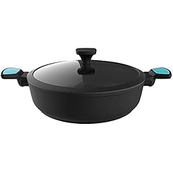 Olla 28 Cm Cecotec Olla Baja Polka Platinum 28 Low Pot Thunder. Diámetro 28 cm, Aluminio Forjado, Revestimiento Antiadherente Teflon Platinum Plus, Apta para Todo tipo de Cocinas, Libre PFOA