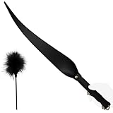 BDSMAGE 2 Stücke Leder Peitsche Federkitzler Paddel Set, Spanking-Paddel Massage Federstab, Sex Spielzeug Fesseln Erotik Sexspielzeug Fetisch für Paare (Schwarz)