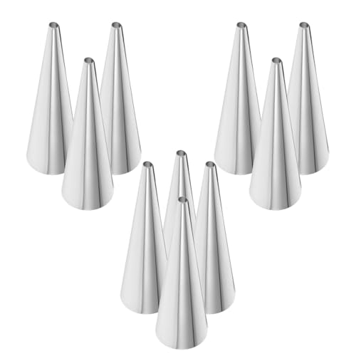 VINTORKY Stainless Steel Roll Horn Molds 10 Pcs Croissant Baking Tins Pastry Moulds Cone Shaped for Professional Chefs