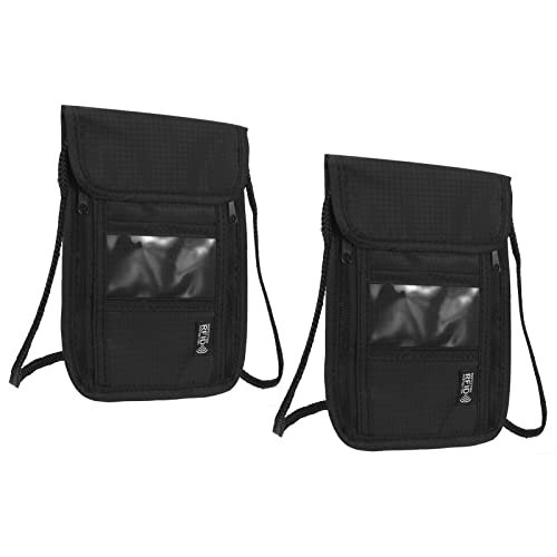 Image of PATIKIL Neck Wallet, 2 Pack Passport Holder RFID Waterproof Travel Wallet Neck Pouch with Adjustable Strap for Women & Men, Black