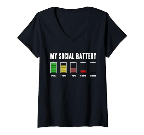 Mi batería social, divertido introvertido de baja energía Camiseta Cuello V