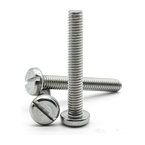 Hippo Hardware M5 (5mm X 8mm) Slotted Pan Head Machine Screws A2 Stainless Steel Slot Bolts (Pack of 10) Cover
