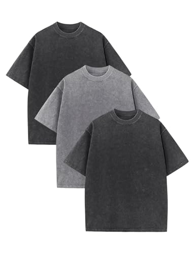 Oversized T Shirts for Men Vintage T Shirts Cotton Heavyweight Washed Loose Fit Short Sleeve Baggy Unisex Tee Tops