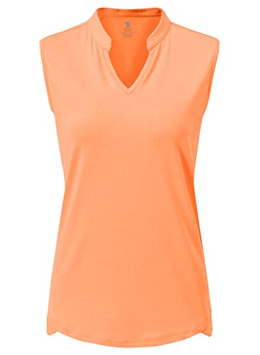 Image of BGOWATU Women's Golf Polo T-Shirts Sleeveless V Neck Collarless Tennis Shirts UV Protection Quick Dry Lightweight