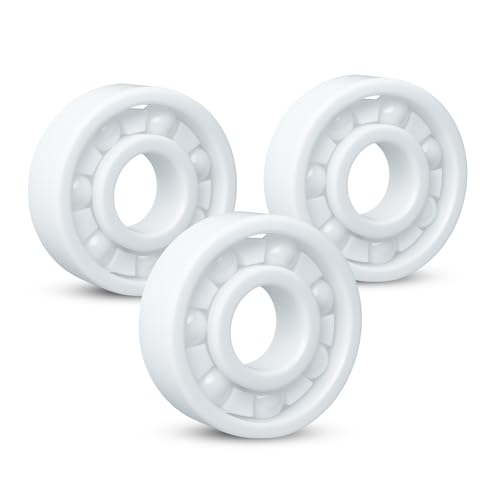 Image of JASPO UltraSpin Full Ceramic Bearing, ABEC-9 Precision 8x22x7 mm, Ultra-Smooth, High-Speed Performance, Ideal for Inline-Roller Skates-Speed Skates-Skateboards - White - 9g Lightweight (Pack Of 3pc)