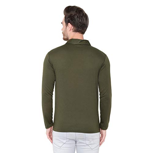 Image of Men's Cotton Blend Full Sleeve Zip Neck Polo T-Shirt (Pack of 1)