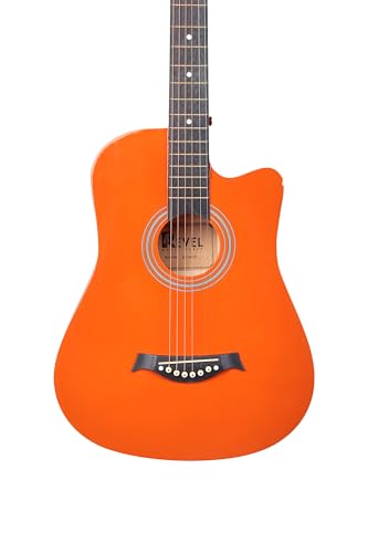 Image of Revel 38 Inch Glossy Acoustic Guitar for Beginners and Professionals with Signature Guitar Feel, Westwood Guitar Style Set with Picks. (ORANGE)