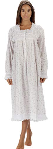 The 1 for U Henrietta 100% Cotton Victorian Nightgown with Pockets 7 Sizes (Small, Lilac Rose)