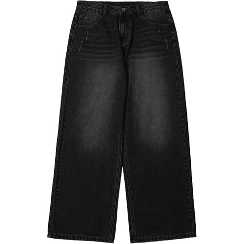 Men Loose Casual Hip-Hop Baggy Jeans Classic Vintage Straight Street Jean Trouser Summer Solid Washed Denim Pants