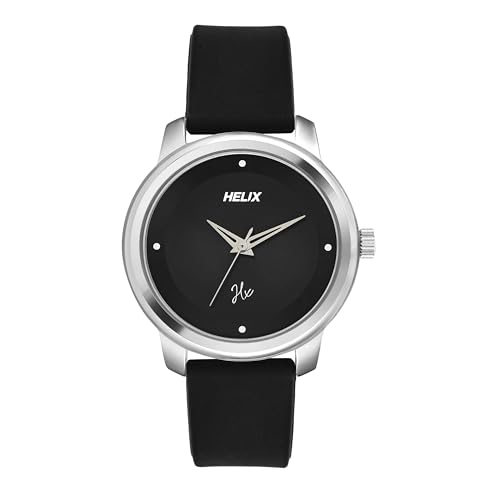 Image of Helix by Timex Analog Watch for Women with Black Round Dial & Black Silicone Strap Band Water Resistant Women's Wrist Watches - TW048HL16