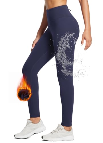 Image of baleaf Women's Fleece Lined Leggings Thermal Warm Winter Tights | 25 inch /27 inch, Water Resistant, Pockets, Running, Hiking, Yoga, Skiing, Travel, for Cold Weather, Leggings for Women