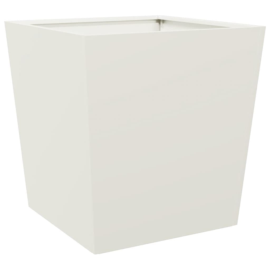 vidaXL Fioriere 2 pezzi, 50 x 50 x 50 cm, in acciaio bianco, vaso da fiori da esterno, vaso per piante da esterno, vaso da fiori da interno