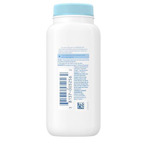 Image of Johnson's Baby Cornstarch Baby Powder with Aloe and Vitamin E for Delicate Skin, Hypoallergenic, No Addded Parabens, and Dyes for Gentle Baby Skin Care, Baby Essentials, 1.5 oz