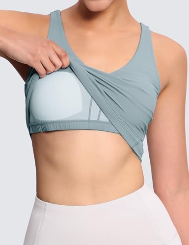 Image of THE GYM PEOPLE Women's Longline Sports Bra Wirefree Padded Workout Yoga Tank Top