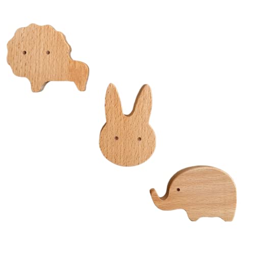 5 Ganci Appendiabiti In Legno A Forma Di Animale Per Bambini – Autoadesivi, Da Parete – Per Asciugamani, Zaini, Cappelli - copertina