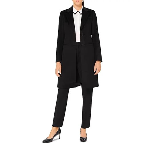 Women's Longline Wool Coat Classic Notched Lapel Single Breasted with Flap Pockets Tailored Fit