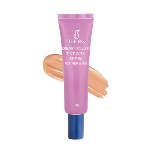 Image of TEE ESS Cream Mousse Unisex Face Tint SPF 50 | Enriched with Vitamin E & Hyaluronic Acid | Lightweight, Pore-Blurring, Non Greasy and Long-Lasting | Unisex Mousse Tint| Suitable for All Skin Types |30g (03 Dark)