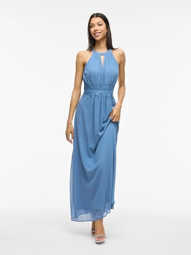 Vila Damen Vimilina Halterneck Maxi Dress-Noos Kleid, Coronet Blue/Detail:Elastic,36 – Ansicht 2
