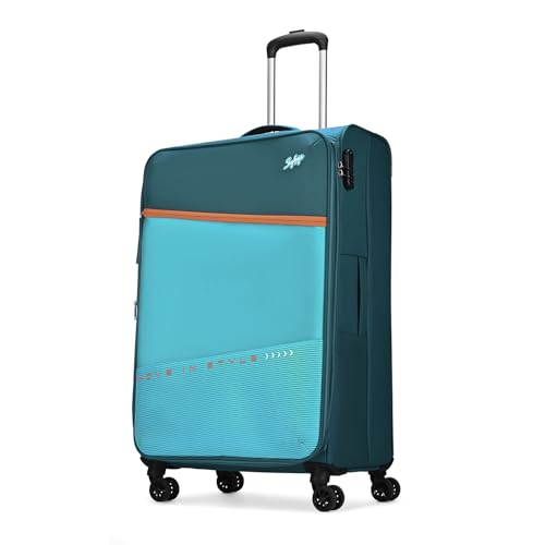 Image of Skybags Genesis Set of 3 Soft Luggage (55 Cm + 69 Cm + 79 Cm) | Soft Luggage Trolley with 8 Wheels and 3 Digit Combination Lock | Teal | Unisex