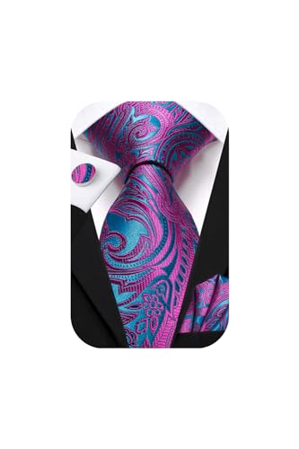 Image of Hi-Tie Mens 70inches Tie Set Extra Long Necktie for Men Cufflinks Handkerchief Big Tall Men Business Wedding