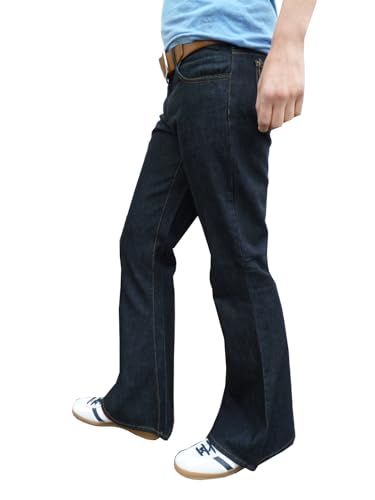 Mens Bell Bottoms Flares Denim Jeans Indigo Blue Pants (30" Waist x 34" Leg)4