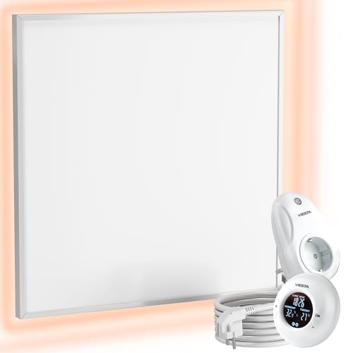 UMBRELLA® CF calefacción infrarroja 62×62 cm 360 W con termostato inalámbrico TH20 – panel calefactor Carbon Crystal para pared, techo y techos modulares