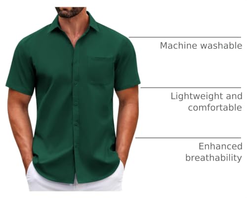 Image of COOFANDY Mens Short Sleeve Casual Button Down Shirts Summer Untucked Dress Shirts with Pocket