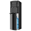 Tehanld Bottom Loading Water Cooler Dispenser for 3 or 5 Gallon Bottles - Water Dispenser with Hot, Room & Cold Spouts, LED Display with Empty Bottle Alert, Child Safety Lock, Raven Black