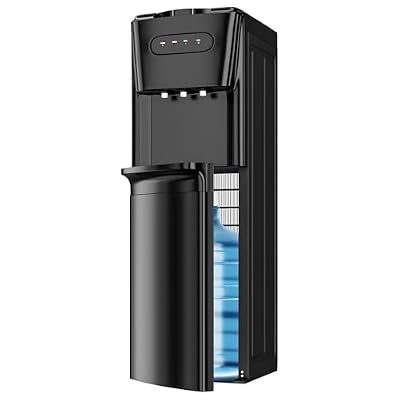 Tehanld Bottom Loading Water Cooler Dispenser for 3 or 5 Gallon Bottles - Water Dispenser with Hot, Room & Cold Spouts, LED Display with Empty Bottle Alert, Child Safety Lock, Raven Black