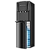 Tehanld Bottom Loading Water Cooler Dispenser for 3 or 5 Gallon Bottles - Water Dispenser with Hot, Room & Cold Spouts, LED Display with Empty Bottle Alert, Child Safety Lock, Ebony Black