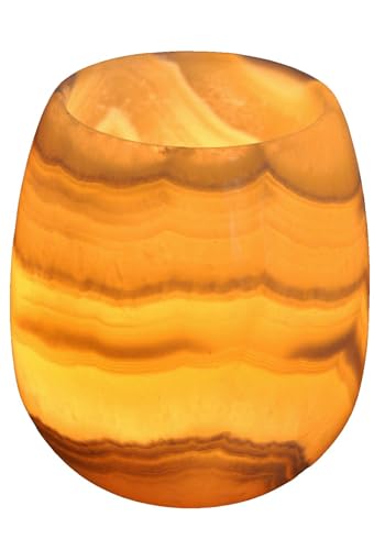 CraftsOfEgypt Egyptische Echte Albasten Steen/Marmeren Kaarshouder Votive