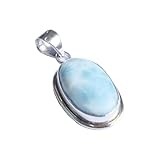 Oval Shape Blue Larimar Pure 925 Sterling Silver Statement Pendant Gift Jewelry For Her
